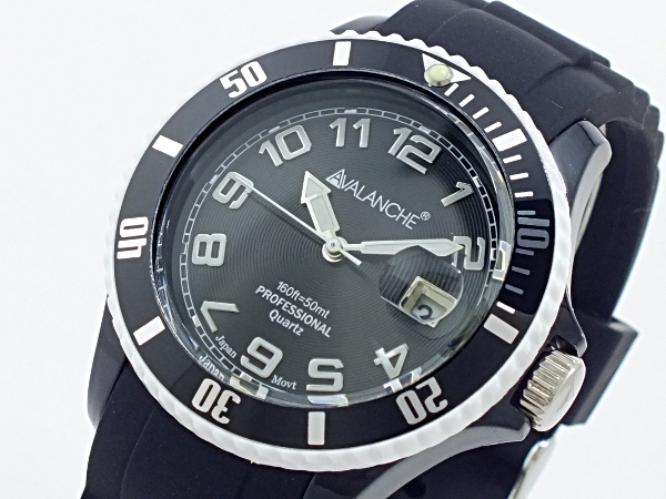 アバランチ AVALANCHE クオーツ 腕時計 AV-1019S-BKW-40 ブラック ホワイト