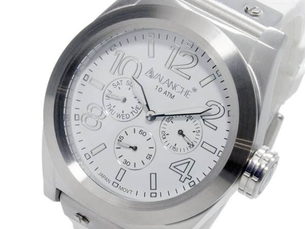 アバランチ AVALANCHE クオーツ メンズ 腕時計 AV1027-WHSIL ホワイト