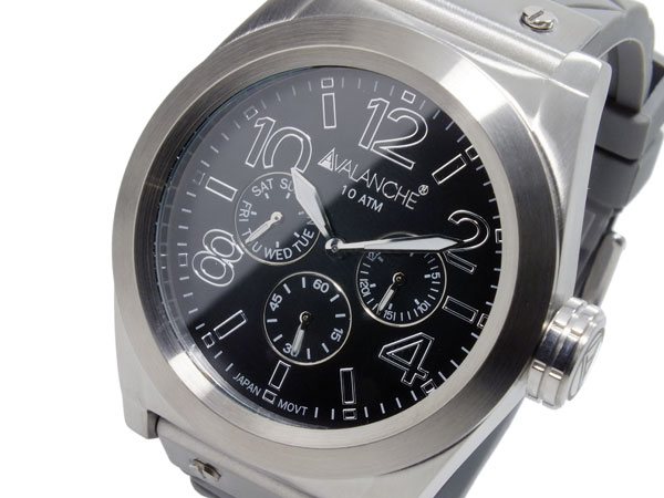 アバランチ AVALANCHE クオーツ メンズ 腕時計 AV1027-GYSIL ブラック