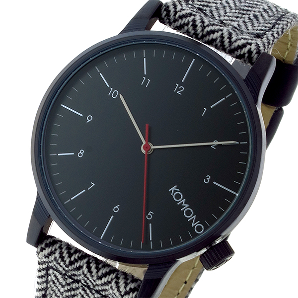 コモノ KOMONO Winston-Herringbone クオーツ メンズ 腕時計 KOM-W2100 ブラック ブラック