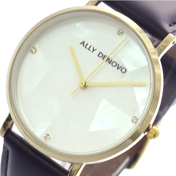 アリーデノヴォ ALLY DENOVO 腕時計 レディース 36mm AF5003-8 GAIA PEARL クォーツ ホワイトシェル ブラック ホワイトシェル
