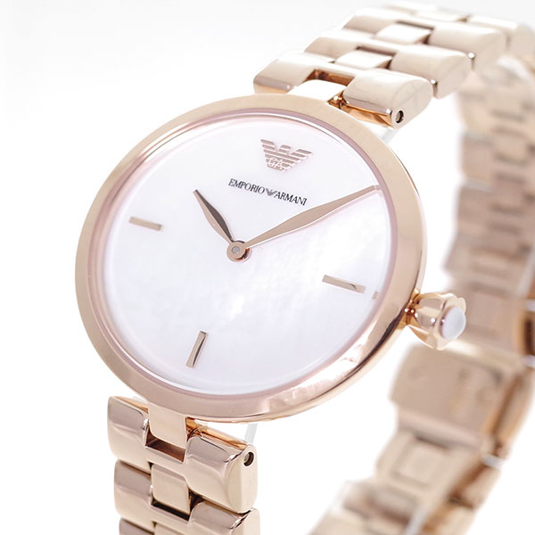 white and gold armani watch