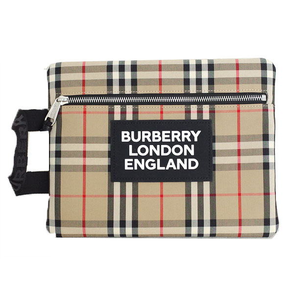 バーバリー BURBERRY セカンドバッグ ハンドルポーチ メンズ レディース 8017483 ベージュ ヴィンテージチェック