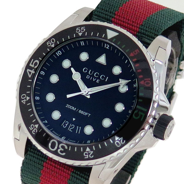 グッチ Gucci 腕時計 メンズ Ya136209a ダイブ Dive クォーツ ブラック グリーン レッド