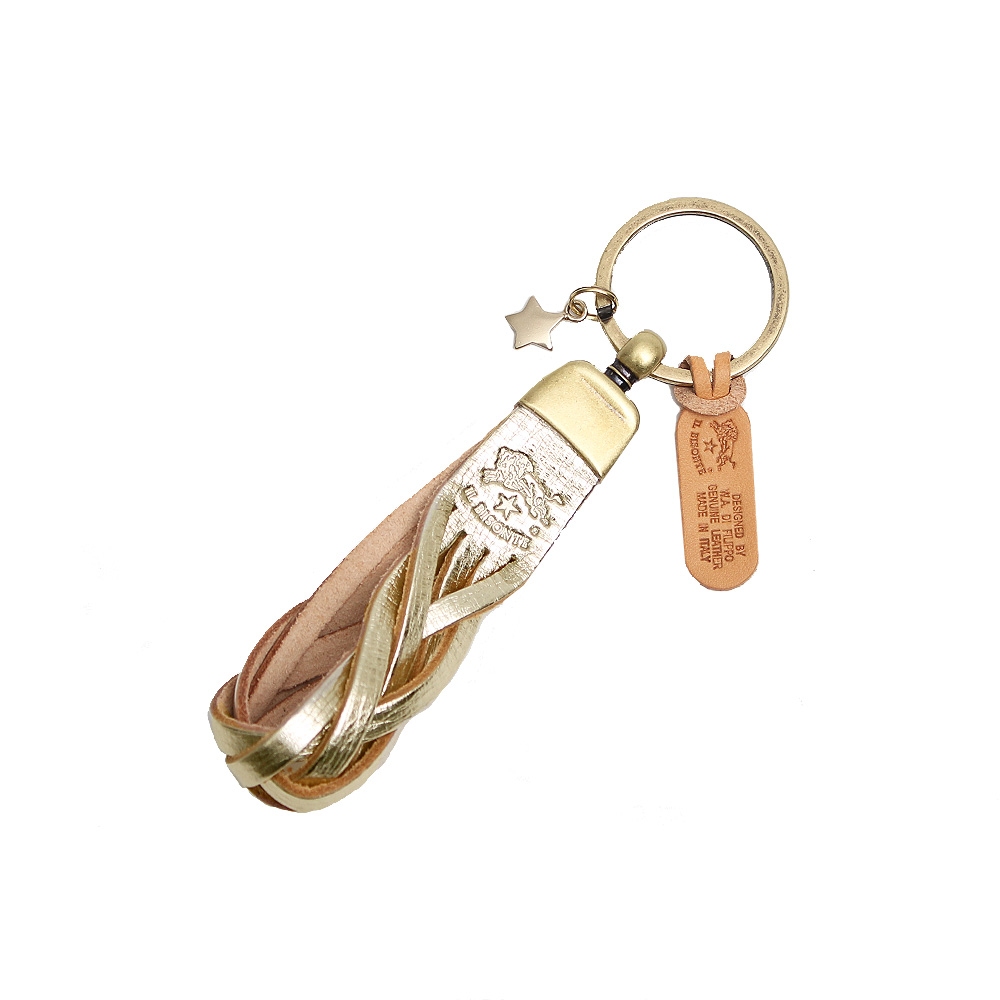 【商品仕様】(約)全長14cm レザーモチーフ：H10cm×W2.5cm【素材】レザー【仕様】キーリング、スターチャーム、金具部分はアンティークゴールドになります。 カラー：ゴールド【付属品】保存袋