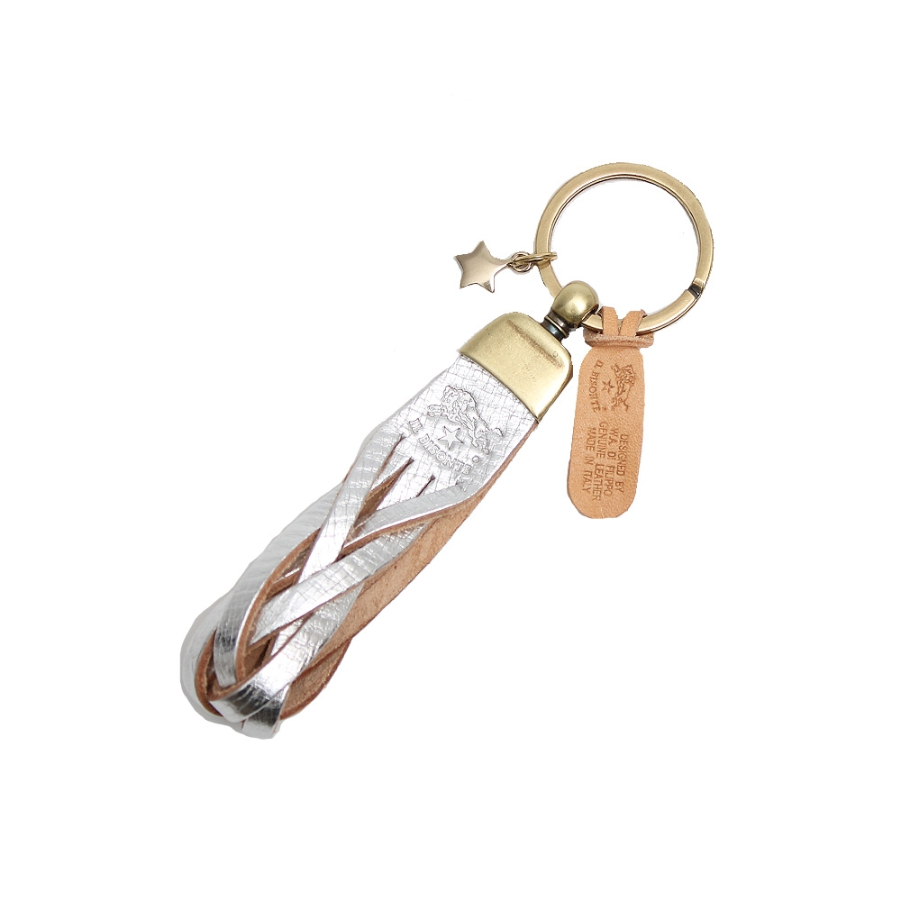 【商品仕様】(約)全長14cm レザーモチーフ：H10cm×W2.5cm【素材】レザー【仕様】キーリング、スターチャーム、金具部分はアンティークゴールドになります。 カラー：シルバー【付属品】保存袋