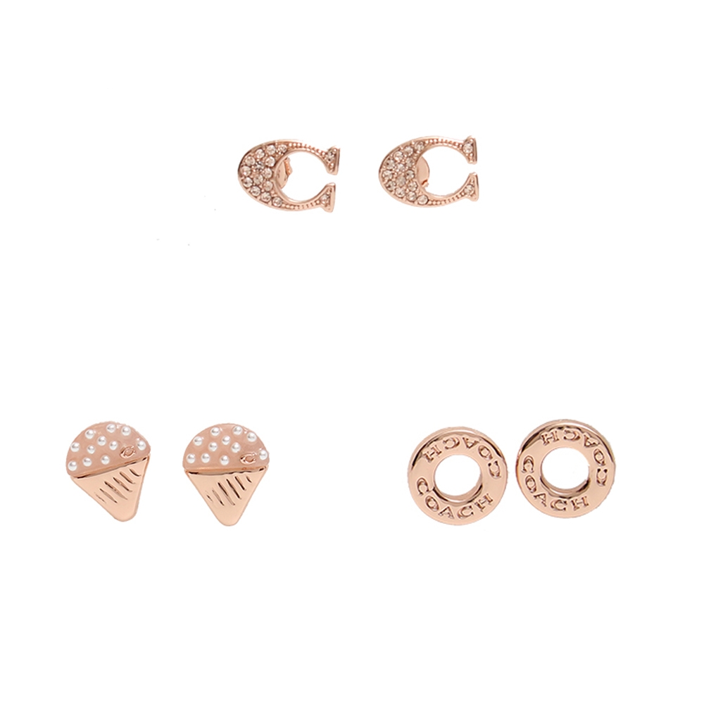 【新品】コーチ COACH ピアス3個セット CO292-RGD アクセサリー レディース ローズゴールド
